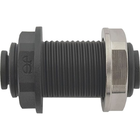 Push-Fit Union Fitting, 1/4 in Tube Size, Polypropylene, Black, 10 PK MPN:PP1208E
