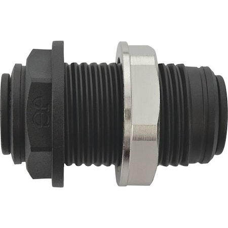 Push-Fit Union Fitting, 3/8 in Tube Size, Polypropylene, Black, 10 PK MPN:PP1212E