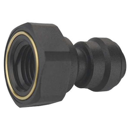 Push-Fit Adapter Fitting, 1/4 in Tube Size, Polypropylene, Black, 10 PK MPN:PP450822E