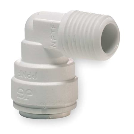 Push-Fit Elbow Fitting, 1/4 in Tube Size, Polypropylene, White, 10 PK MPN:PP480822W-PK10