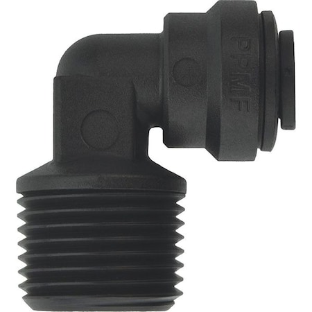 Push-Fit Elbow Fitting, 1/4 in Tube Size, Polypropylene, Black, 10 PK MPN:PP480823E