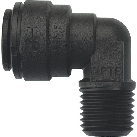 Push-Fit Elbow Fitting, 3/8 in Tube Size, Polypropylene, Black, 10 PK MPN:PP481222E