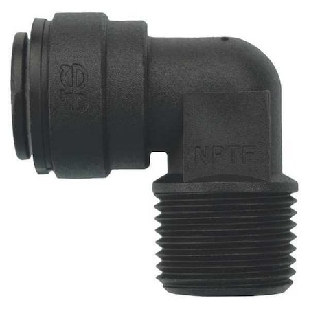 Push-Fit Elbow Fitting, 3/8 in Tube Size, Polypropylene, Black, 10 PK MPN:PP481223E