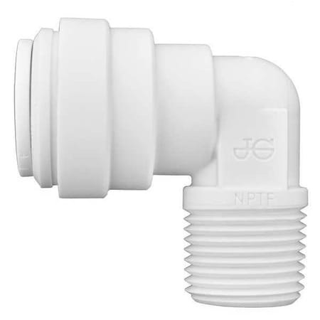 Push-Fit Elbow Fitting, 1/2 in Tube Size, Polypropylene, White, 10 PK MPN:PP481623W
