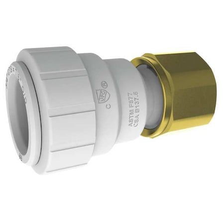 Push-Fit Adapter Fitting, 3/4 in Tube Size, Plastic, White MPN:PSEI452826