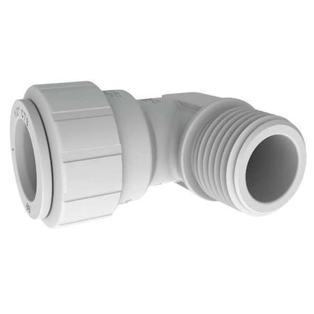 Push-Fit Elbow Fitting, 1/2 in Tube Size, Plastic, White MPN:PSEI482024