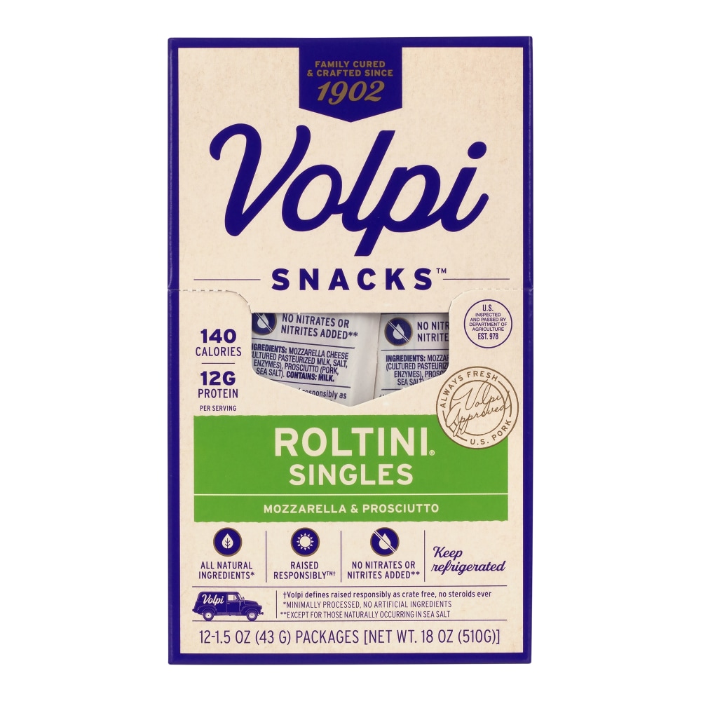 Volpi Roltini Singles, Prosciutto And Mozzarella, 1.5 Oz, 12 Singles Per Pack, Case Of 2 Packs MPN:10765171855510