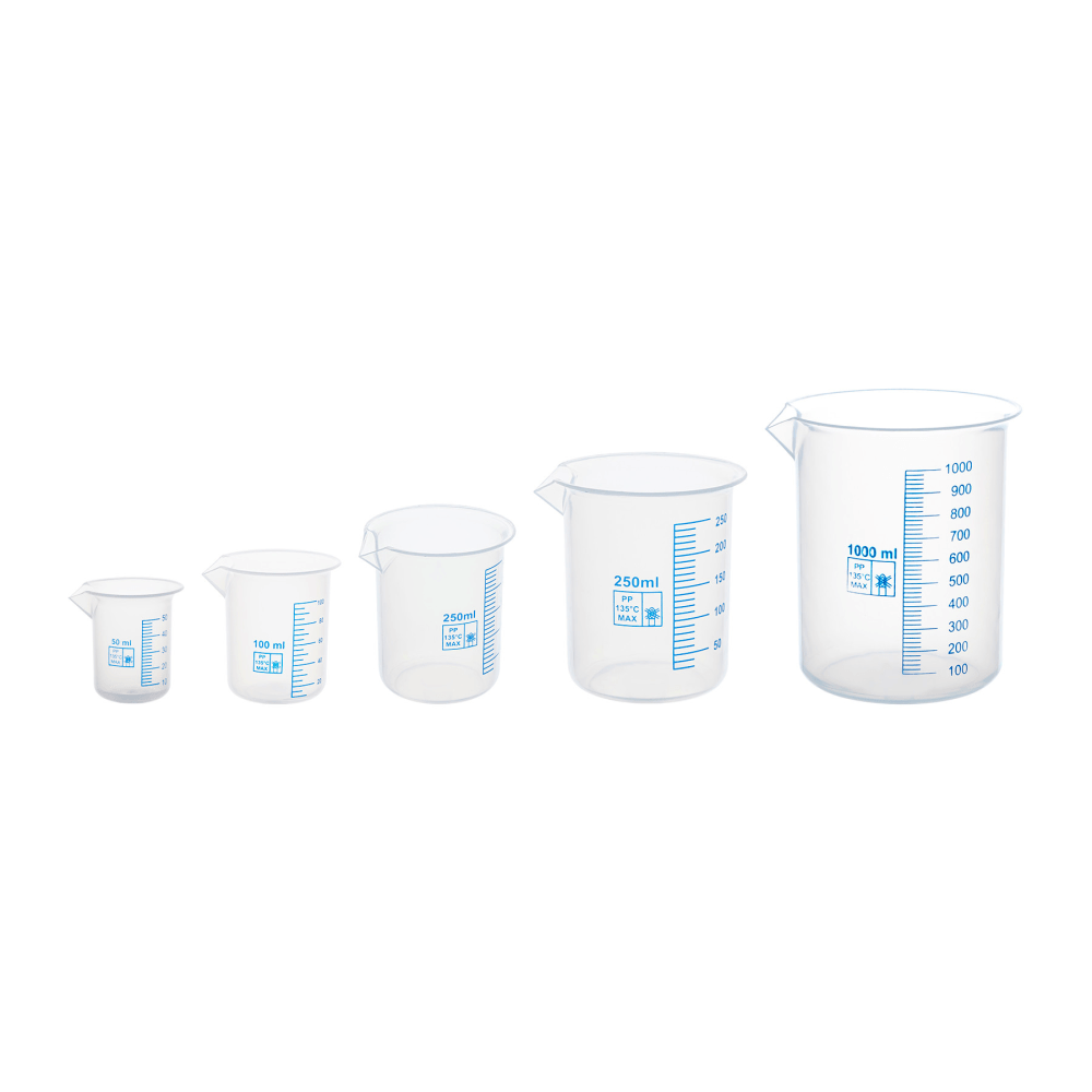 Supertek Beakers, Polypropylene, 50, 100, 250, 500, 1000ml, Set Of 5 MPN:SKFCH10160
