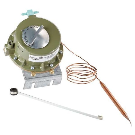 Pneumatic Thermostat, Single Temperature, Heating and Cooling, Vertical, 1/4 in Barb, 0 to 25 psi MPN:T-3100-2