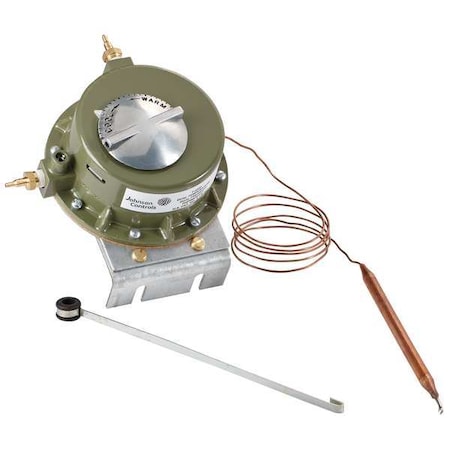 Pneumatic Thermostat, Dual Temperature, Heating and Cooling, Vertical, 1/4 in Barb, 0 to 25 psi MPN:T-3300-1