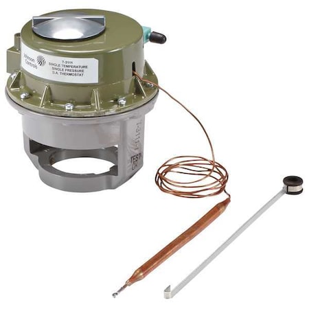 Pneumatic Thermostat, Dual Temperature, Heating and Cooling, Vertical, 1/4 in Barb, 0 to 25 psi MPN:T-3311-1