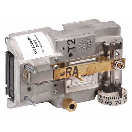 Pneumatic Thermostat, Single Temperature, Heating and Cooling, 2 Pipe, Horizontal, 5/32 in Barb MPN:T-4002-202