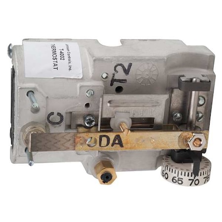 Pneumatic Thermostat, Single Temperature, Heating and Cooling, 2 Pipe, Vertical, 5/32 in Barb MPN:T-4002-204