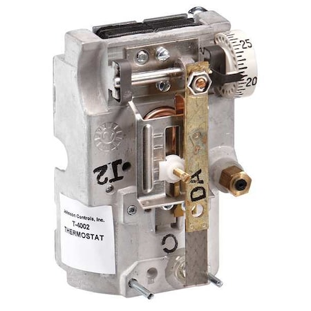 Pneumatic Thermostat, Single Temperature, Heating and Cooling, 2 Pipe, Vertical, 5/32 in Barb MPN:T-4002-9012