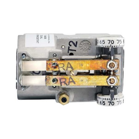 Pneumatic Thermostat, Dual Temperature, Heating and Cooling, 2 Pipe, Vertical, 5/32 in Barb MPN:T-4506-204