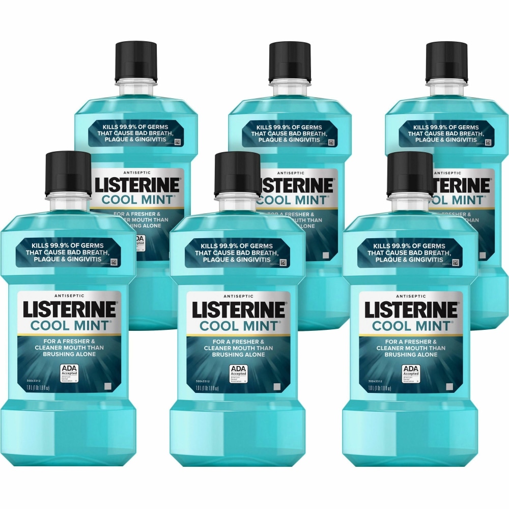 LISTERINE Cool Mint Antiseptic Mouthwash - For Bad Breath, Cleaning - Cool Mint - 1.06 quart - 6 / Carton MPN:42735CT