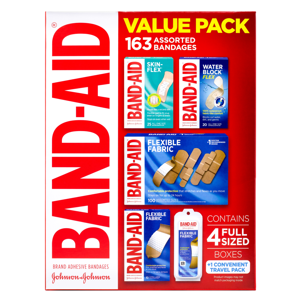 Band-aid Value Pack, Assorted Sizes, Pack Of 163 Bandages MPN:3 81372 02038 5