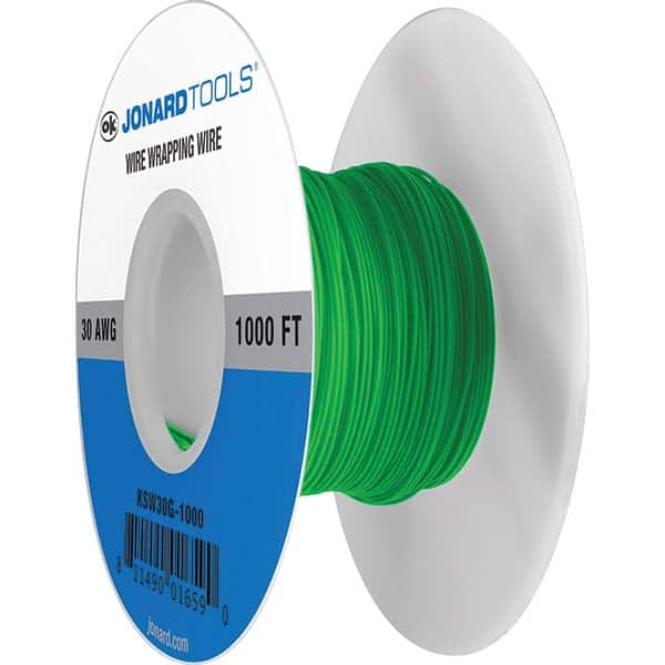Hook Up Wire, Wire Size (sq mm): 30AWG (mm), Wire Size (AWG): 30 , Number of Strands: 1, 1 , Jacket Color: Green , Overall Length: 1000ft  MPN:KSW30G-1000