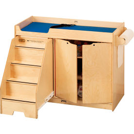 Jonti-Craft® Changing Table with 3 Shelved Cabinet and Left Side Stairs 5131JC