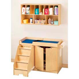 Jonti-Craft® Changing Table with 3 Shelved Cabinet and Left Side Stairs - Organizer Combo 5135JC