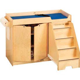 Jonti-Craft® Changing Table with 3 Shelved Cabinet and Right Side Stairs 5137JC