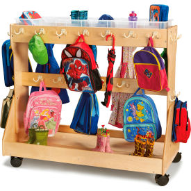 Jonti-Craft® Mobile Backpack Cart w/Cubby Tray & 34 Double Hooks 55