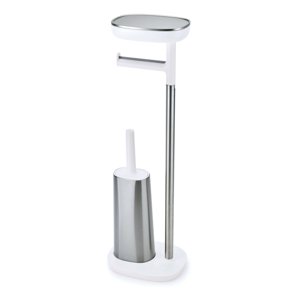 Joseph Joseph Stainless Steel Freestanding Toilet Paper Holder With Shelf And Toilet Brush, Silver MPN:70519