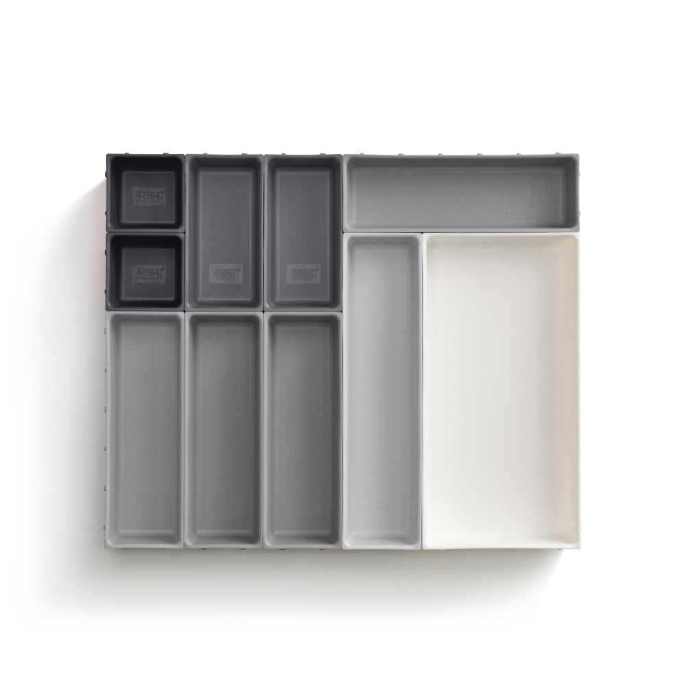Joseph Joseph 10-Piece Drawer Organizer, 2inH x 20-3/4inW x 17-1/2inD, Gray MPN:85200