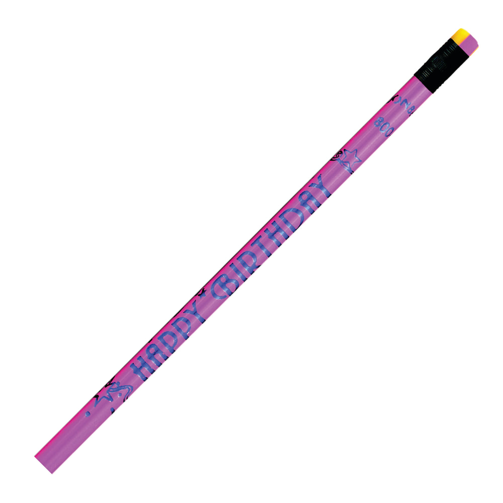 J.R. Moon Pencil Co. Pencils, 2.11 mm, #2 HB Lead, Happy Birthday, Neon Multicolor, Pack Of 144 MPN:JRM7917B-12