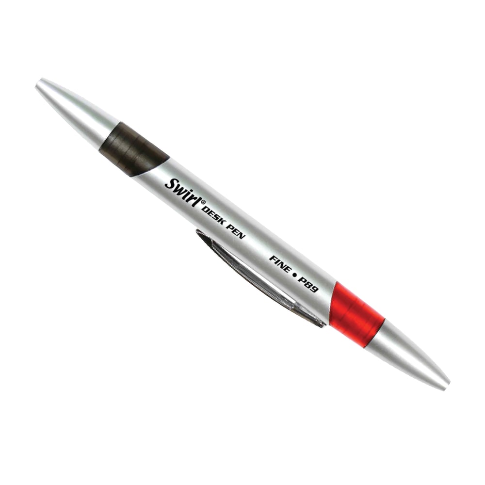 J.R. Moon Pencil Co. Swirl Ink Dual Color Ballpoint Pens, Medium Point, 0.7 mm, Silver Barrel, Black/Red Ink, Pack Of 24 MPN:JRMP89-2