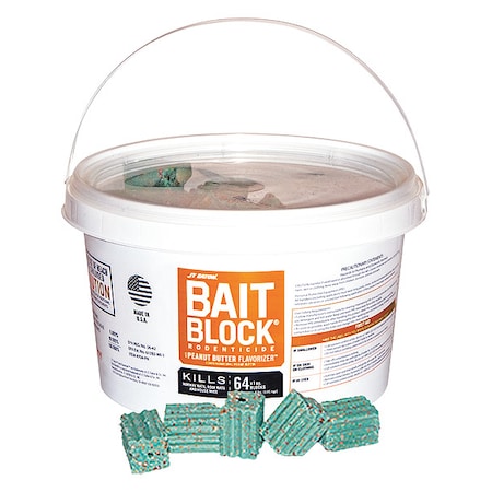 4 lb Bait Block Rodenticide, Green Blocks, Peanut Butter Flavorizer, 64 Blocks Per Pail MPN:704-PN