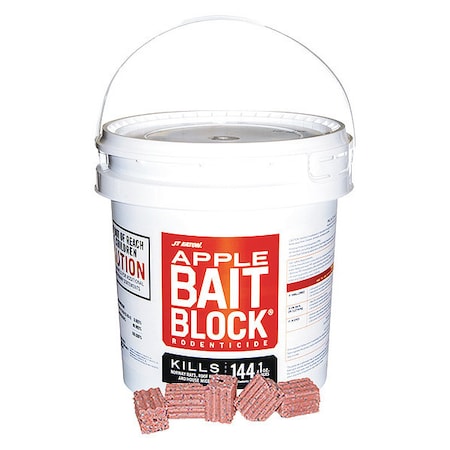 Rodenticide Apple Bait Blocks, Diphacinone, 10.1 lb Pail, (144) 1 oz Blocks, Red MPN:709-AP