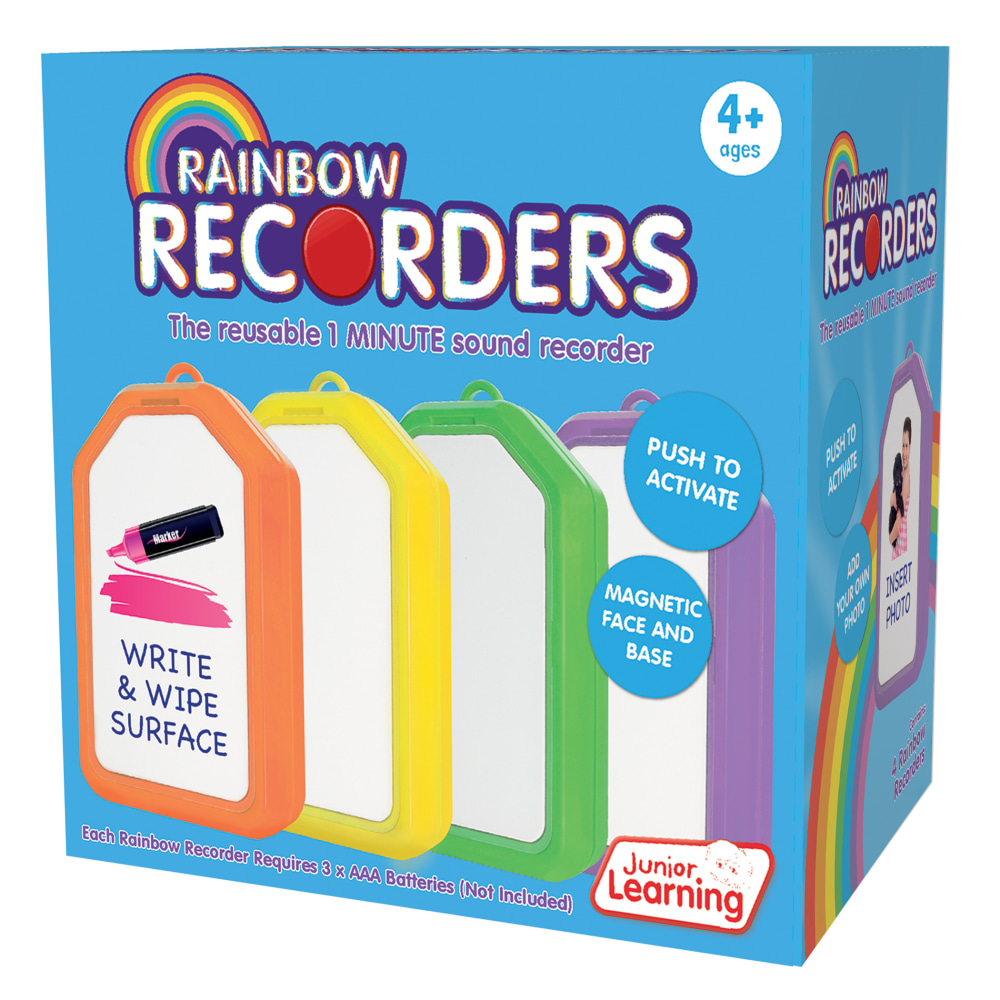 Junior Learning Magnetic Rainbow Recorders, Multicolor, Set Of 4 Recorders MPN:JRL149