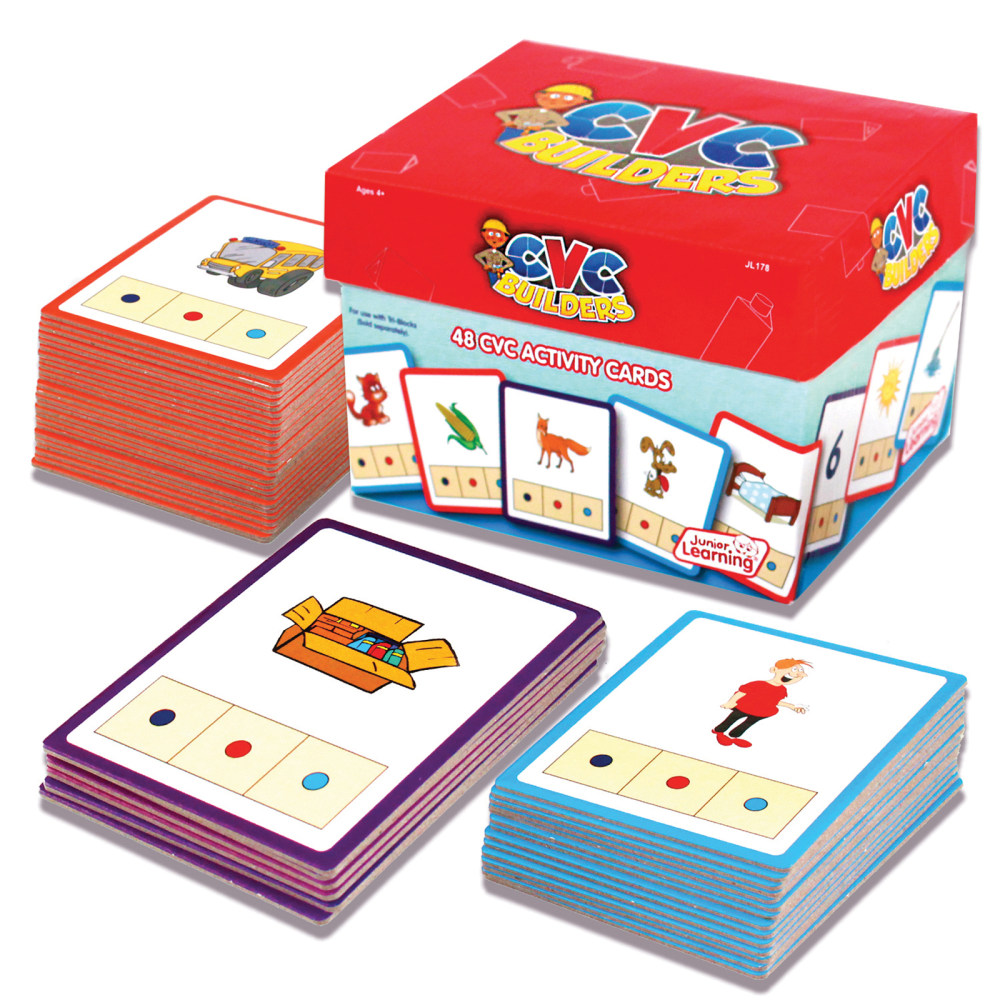 Junior Learning CVC Builders Activity Cards, Grades K-1, Set Of 48 Cards MPN:JRL178