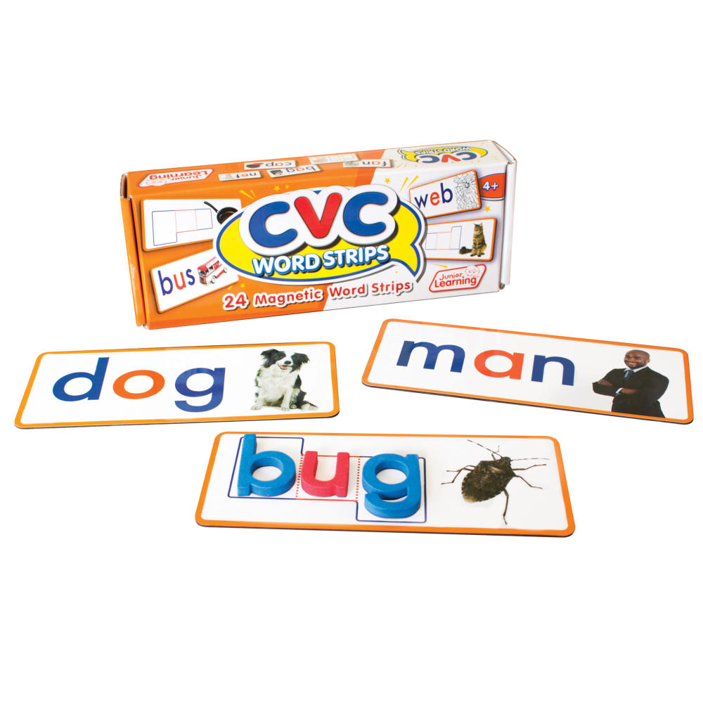 Junior Learning CVC Word Strips, Multicolor, Grades K-4, Pack Of 24 Strips MPN:JRL198
