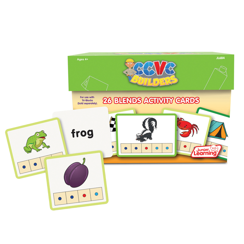 Junior Learning CCVC Builder Cards, Multicolor, Grades K, Set Of 26 Cards MPN:JRL684