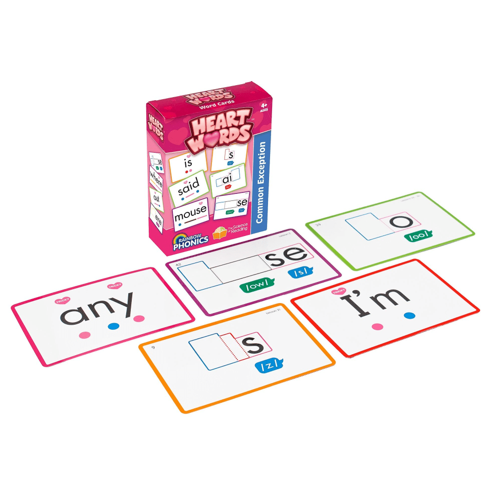Junior Learning Rainbow Phonics Heart Word Cards With Common Exception Words MPN:JRLRP107