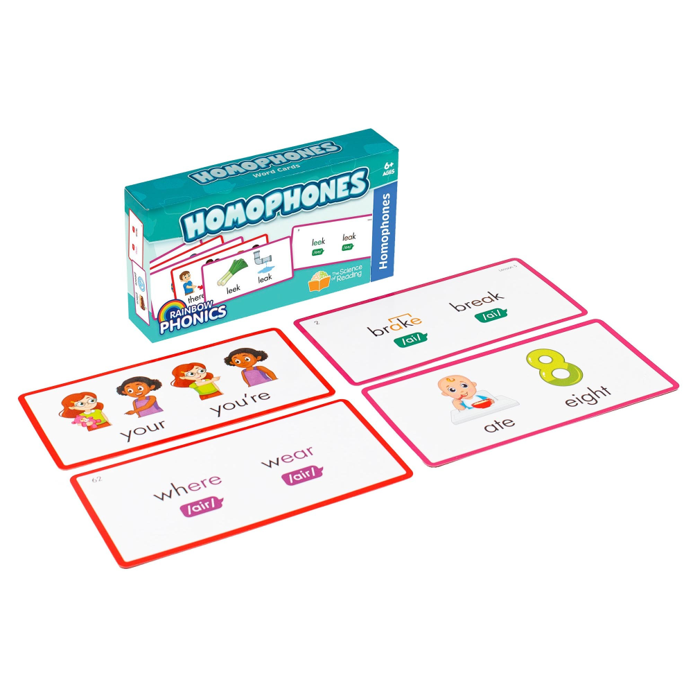 Junior Learning Rainbow Phonics Homophones Cards, Grade 1 - 12 MPN:JRLRP110