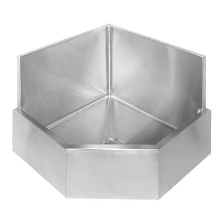 Corner Mop Sink 30 in x 30 in, 1, Floor Mount, 16 ga. 304 Stainless Steel MPN:B33213-J