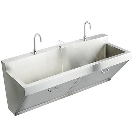 Scrub Sink 60 in x 17 1/2 in, 1, 2, Wall, 16 ga. 304 Stainless Steel MPN:J7702S-J