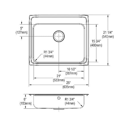 Bowl Drop-In Sink, 25