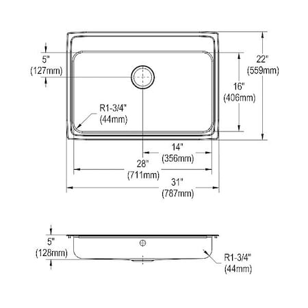 Bowl Drop-In Sink, 31
