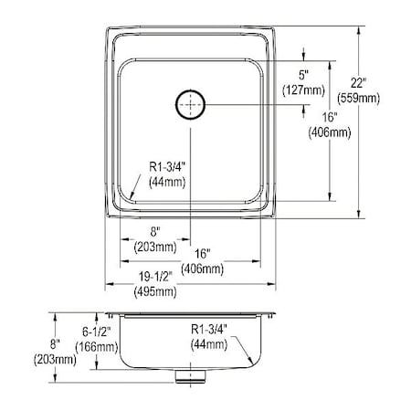 Bowl Drop-In Sink, 21