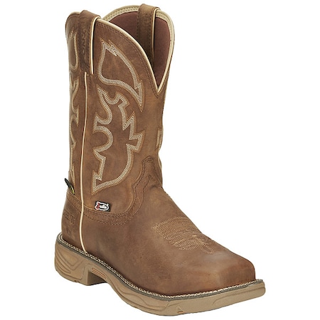 Men's Western Boot, 9 1/2 D, Steel Toe, Brown, SE4340 MPN:SE4340