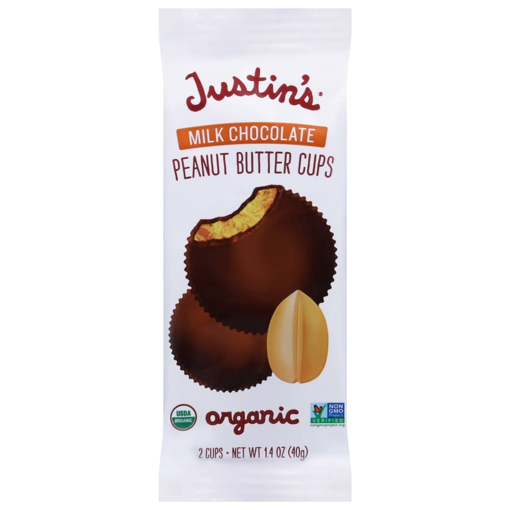 Justins Nut Butter Cups, Organic Peanut Butter Milk Chocolate, 1.4 Oz, Total Qty 12 MPN:78446