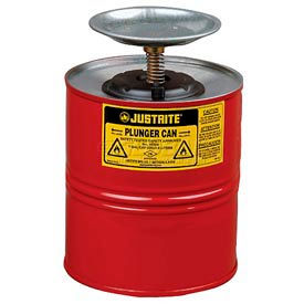 Justrite Safety Plunger Can - 4 Quart Steel 10308 10308