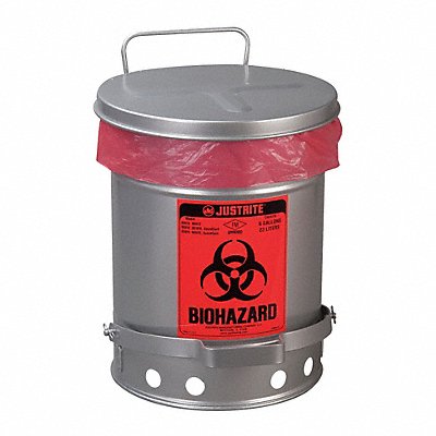 Biohazard Waste Container 6 gal Silver MPN:05914