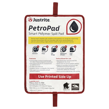 Sorbent Pad, 27.2 in x 35.4 in, Flammable Liquids, Fuels, White, Polymer, Smart Polymers, Vinyl MPN:83984PK