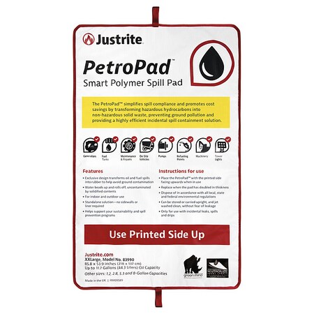 Sorbent Pad, Not Applicable, 53.9 in x 85.8 in, Flammable Liquids, Fuels, White MPN:83990