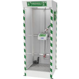 Hughes® Emergency Cubicle Shower w/ Covered ABS Eye Face Wash & Sump Pump 120V Floor Mount SD32K45G-PUMP